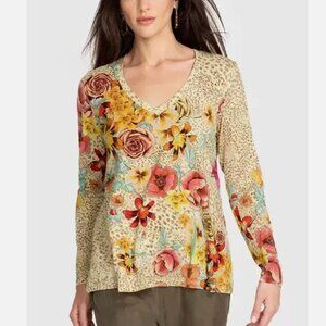 Johnny Was NWT Hera Favorite Long-Sleeve V-Neck Top